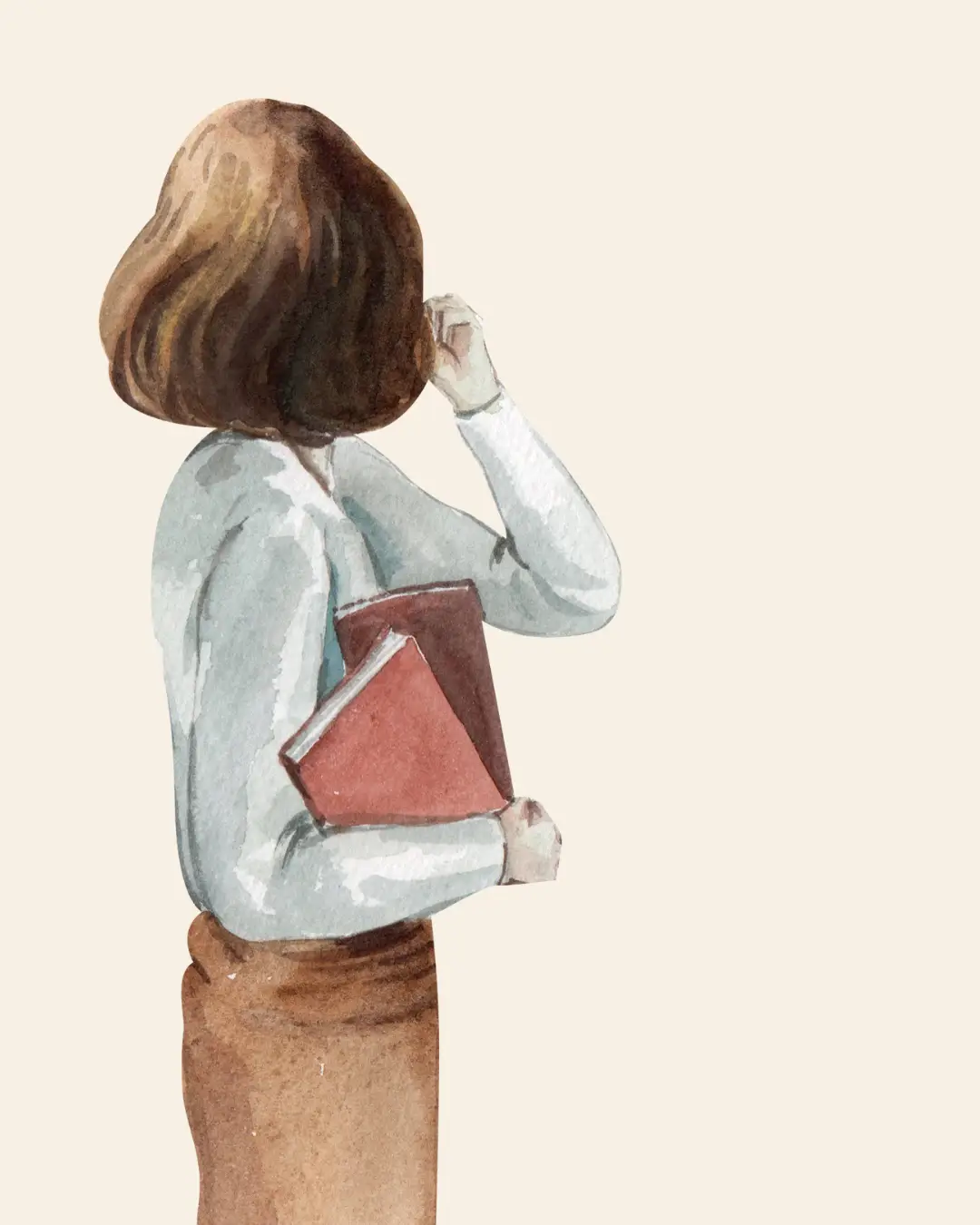 Fio Condutor, newsletter do Coletivo da Retipatia, com imagem em aquarela de mulher segurando livros e olhando para trás; o tema de março é Bom livro é sempre boa leitura.